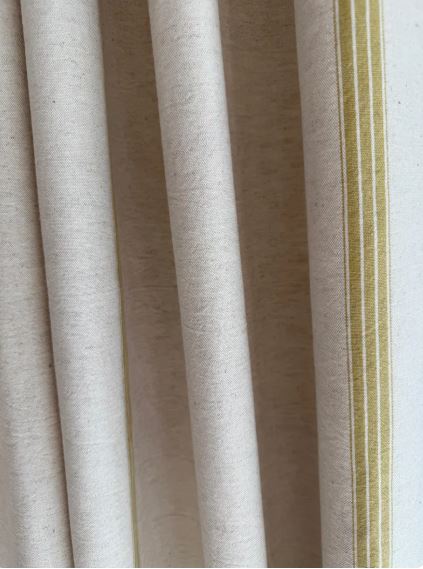 Mustard Striped Linen Curtains – Rustic Grain Sack Drapes, French Country Farmhouse Window Panels, Classic Stripe Home Decor